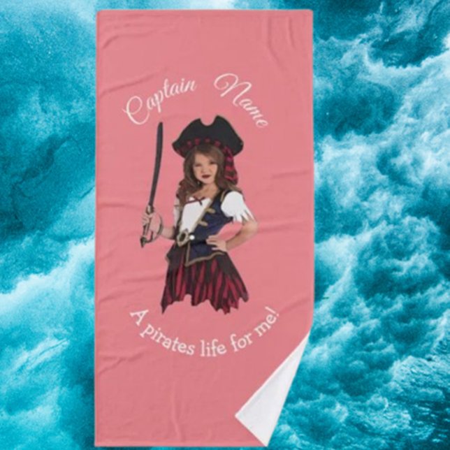 Fun Rose Girl Pirate (Make bath time exciting with our Fun Pink Girl Pirate Bath Towel )