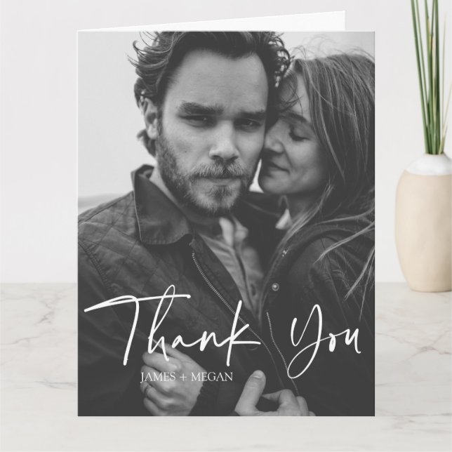 Fun Script Calligraphie Photo Mariage Merci (Devant)