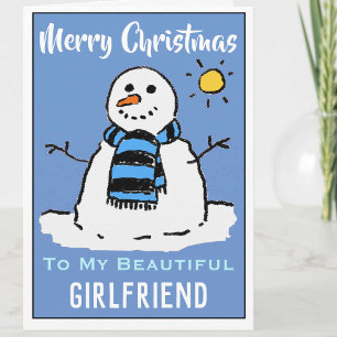 Fun Snowman Carte de Noël belle petite amie