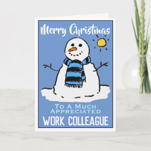Fun Snowman carte de Noël pour un collègue de trav