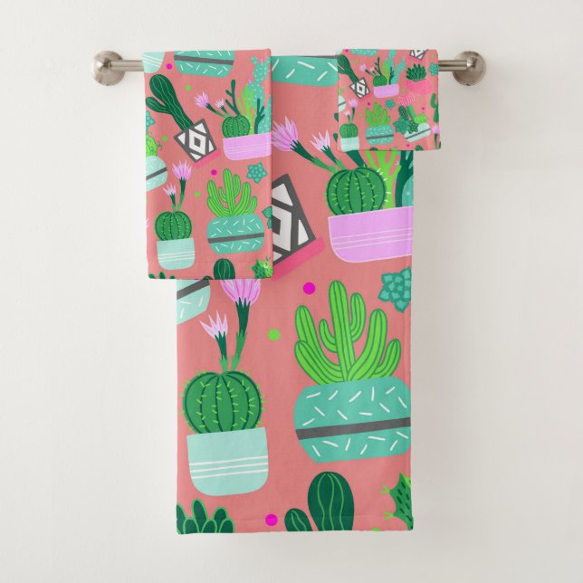 Fun Southwestern mignon fille rose Motif Cactus (En situation)