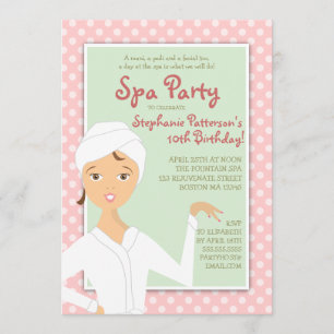 Fun Spa Birthday Spa Party Invitation  Rose
