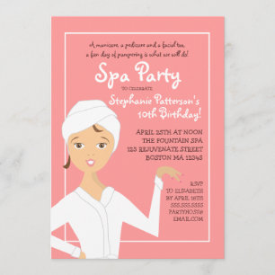 Fun Spa Birthday Spa Party Invitation  Rose