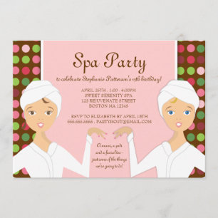 Fun Spa Birthday Spa Party Invitation  Rose
