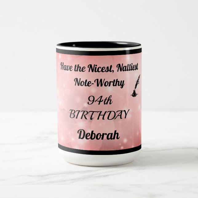 Fun Sparkly Personnalisé 94e Anniversaire Mug (Centre)