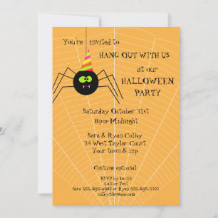 Fun Spider Orange Halloween Fête Invitation