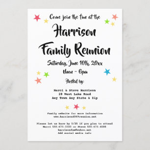 Fun Stars Family Reunion Party ou BBQ Invitation
