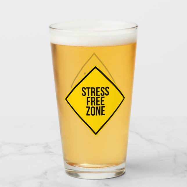 Fun Stress Zone libre Humour Boire Verre (Devant (rempli))