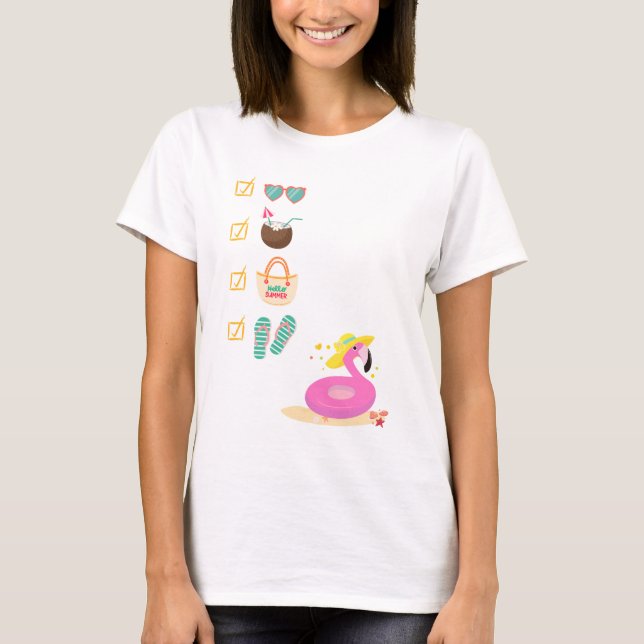 Fun Summer Beach Checklist T-Shirt (Devant)