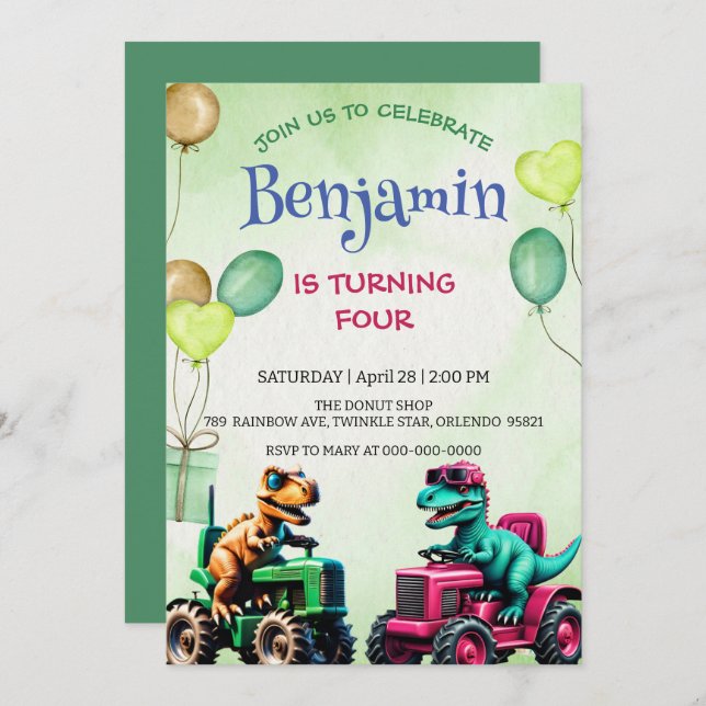 Fun t rex dinosaure tracteur ballon camion ballon  (Devant / Derrière)