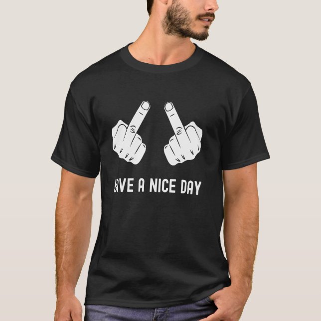 Fun T-Shirt Double Doigt D'Honneur Sarcastique Bon (Devant)