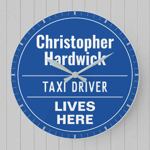 Fun Taxi Driver Wall Style Plaque Grande horloge