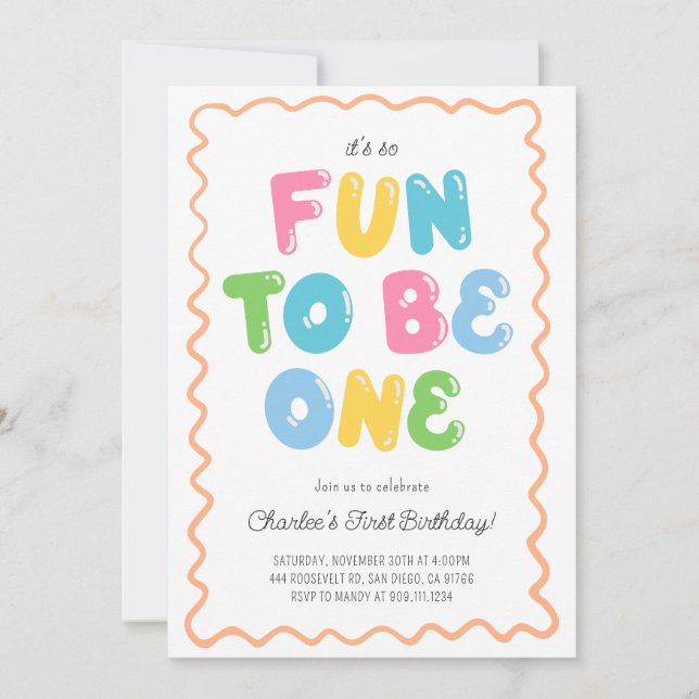 Fun to be ONE Birthday Invitation (Devant)