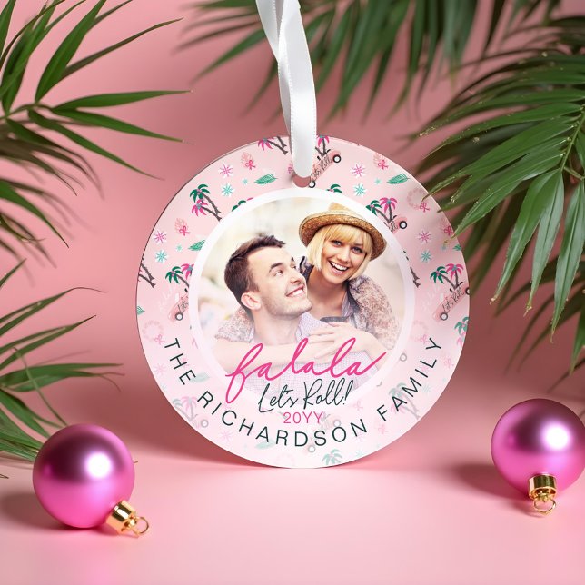 Fun Tropical Christmas Fa la Let's Roll Photo (Fun Tropical Christmas Fa la la Let's Roll Photo Ornament)