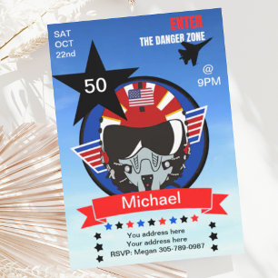 Fun USA Fighter Jet Invitation Anniversaire
