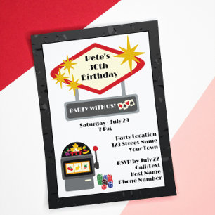 Fun Vegas Casino Nuit Anniversaire Invitation