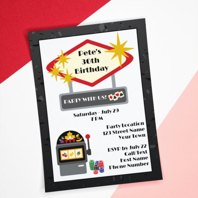 Fun Vegas Casino Nuit Anniversaire Invitation (Créateur téléchargé)