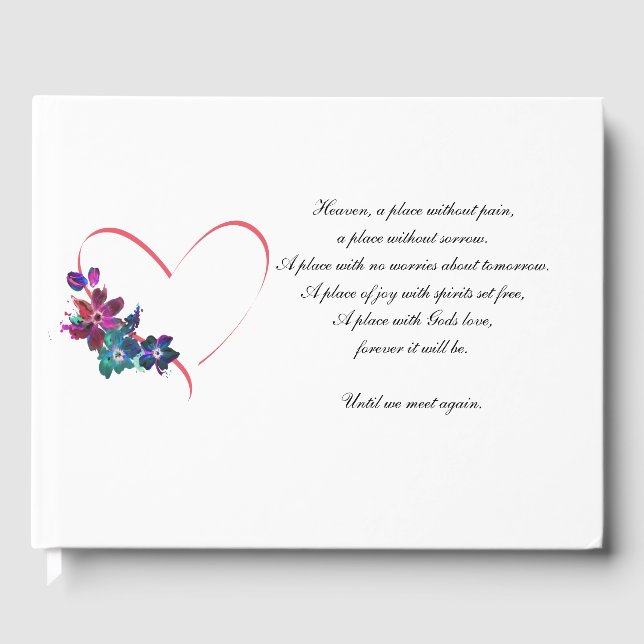 Funérailles Coeur de livre d'or et fleurs. (Recto)