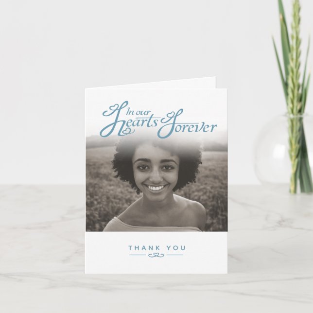 Funérailles dans nos coeurs blanc cartes de remerc (Devant)