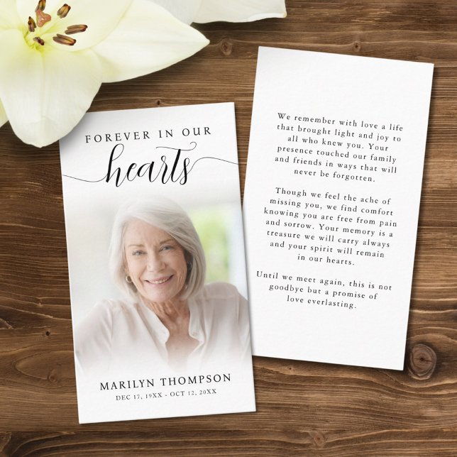 Funérailles Forever Hearts Script Carte de prière  (Créateur téléchargé)