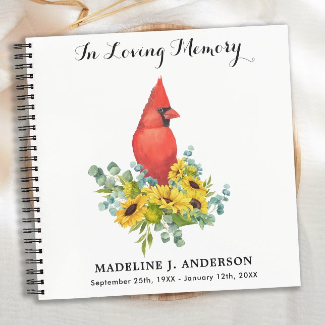 Funérailles Livre d'or Memorial Sunflowers Cardina (Créateur téléchargé)