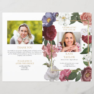 Funérailles Memorial Floral Ordre du service Progr