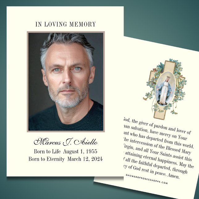 Funérailles Mémorial Marie Prière Carte Sainte (Créateur téléchargé)