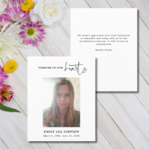 Funérailles Photo Sympathy Grief Carte de remercie