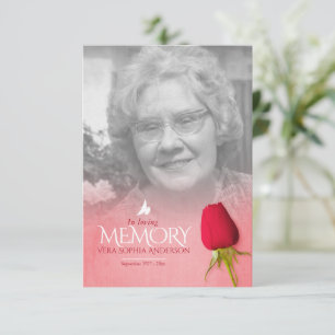 Funérailles rose rouge rose photo poème de souveni