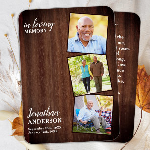 Funérailles rustiques 3 Poème photo Carte de prièr