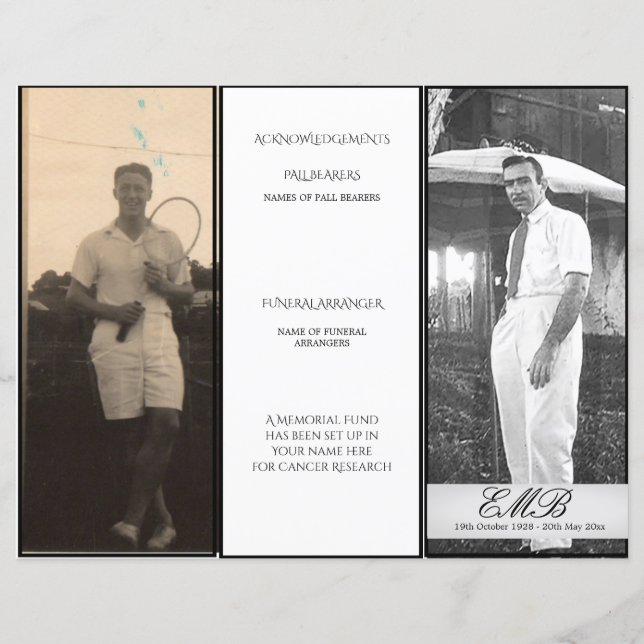 Funérailles Simple élégante Photo Ordre de cérémon (Devant)