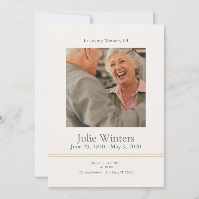 Funeral Invitation Template – Beige & Green (Devant)