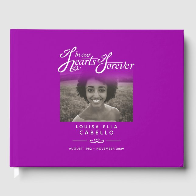 Funeral keepsaké livre d'invités dans nos coeurs m (Recto)