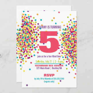 Funfetti Photo Anniversaire Fête Invitation