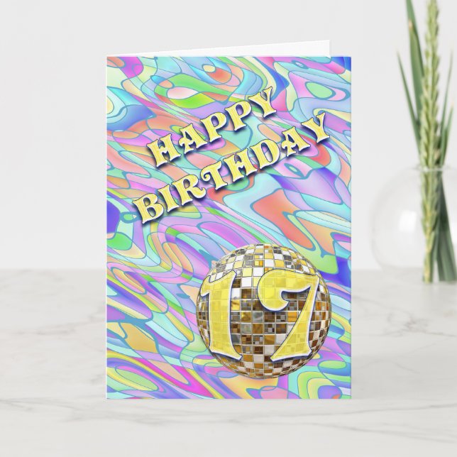 Funky abstrait 17 anniversaire carte (Devant)