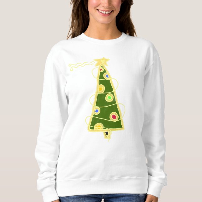 Funky Abstrait Art Christmas Tree Sweatshirt (Devant)