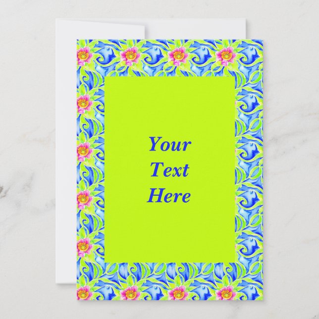 Funky Art Nouveau Aquarelle Florale Invitation (Devant)