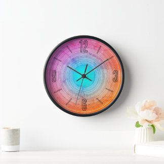 Funky Arty Cerise Rose Aqua Conçu horloge murale