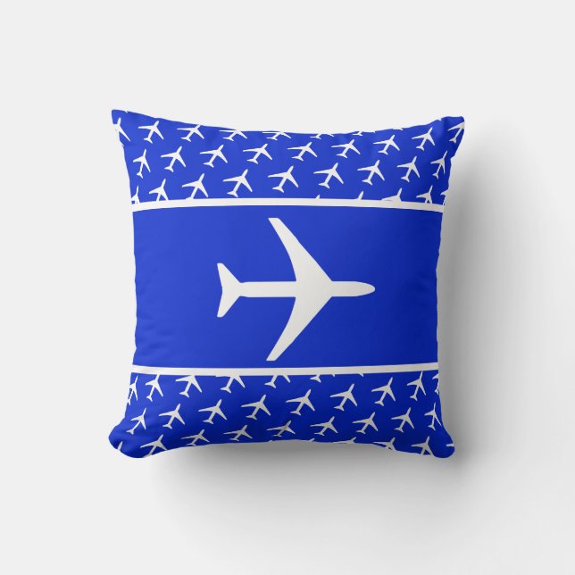 Funky Avion Blanc Avion Pilote Volant Coussin (Recto)