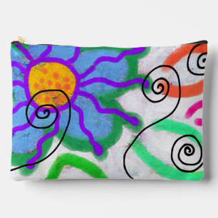 Funky Blue Flower Abstrait Art Cosmetics Sac