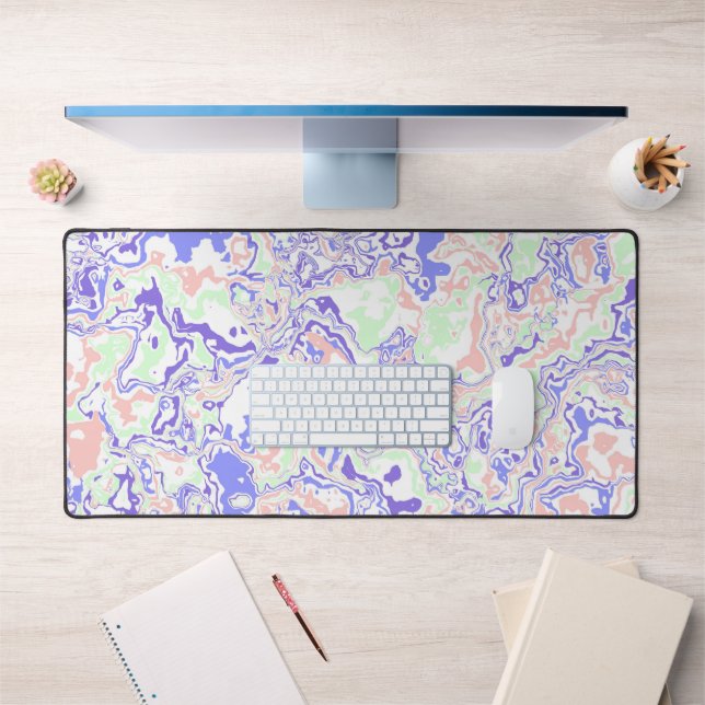 Funky Boho Rétro Abstrait Marbre Pastel Doux (Bureau 1)
