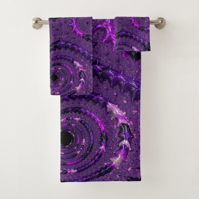 Funky Bold Boho Violet Abstrait Fractal Numérique (En situation)