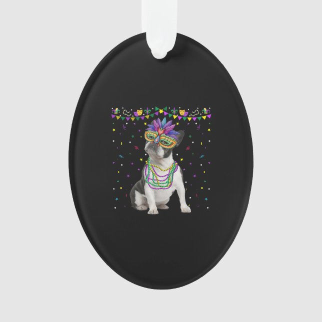 Funky Boston Terrier portant le Masque de Carnaval (devant)