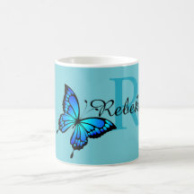 Funky Chic Butterfly Monogram Café Mug