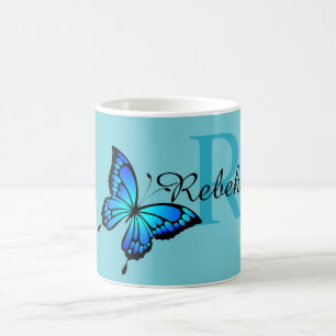 Funky Chic Butterfly Monogram Café Mug