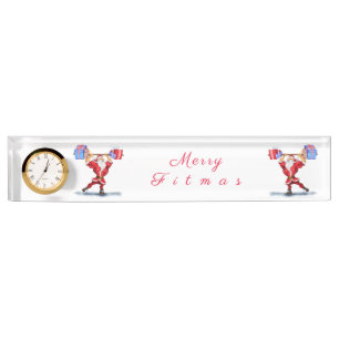 Funky Christmas Desk Plaque Bodybuilder Santa Clau