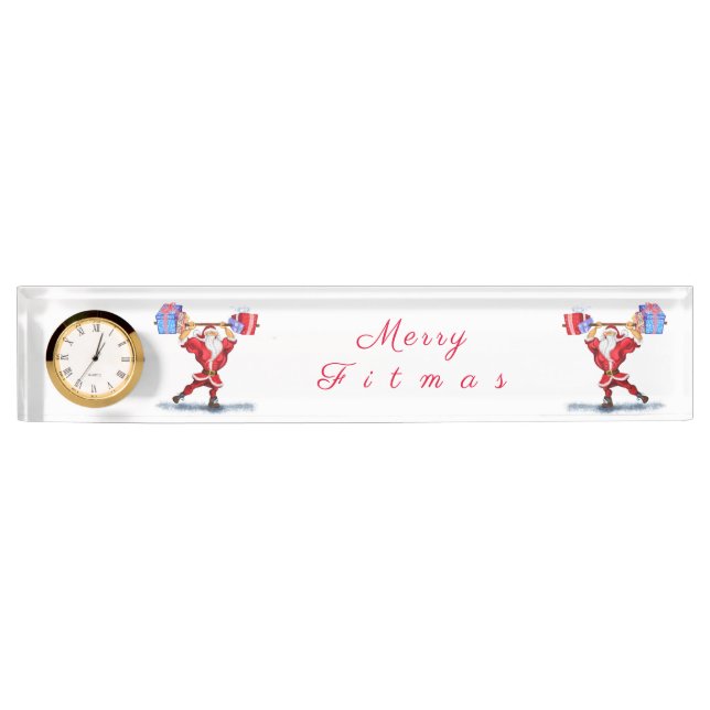 Funky Christmas Desk Plaque Bodybuilder Santa Clau (Devant)