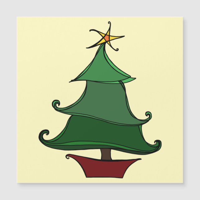 Funky Christmas Tree Sketch Carte magnétique (Devant)
