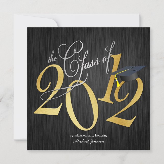 Funky Class of 2012 Invitations (argent/or) (Devant)