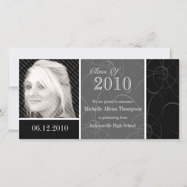 Funky Classic Black Swirls Carte photo (Devant)